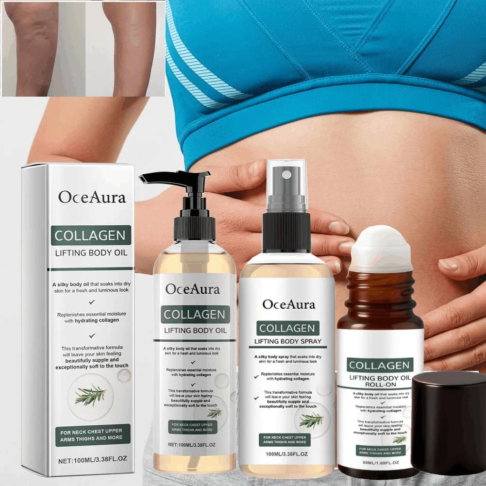 OceAura Oil Collagen Body to Improve Skin Elasticity, Anti-wrinkles, Anti-cellulite Massage, Rosemary Skincare Set