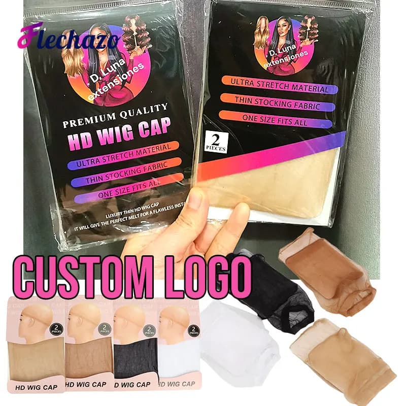 Wig Base Cap HD Wig Cap Stocking Caps For Wigs 50Packs Wholesale Logo Custom Bonet Perruque Femme Invisible Wig Cap Cosplay