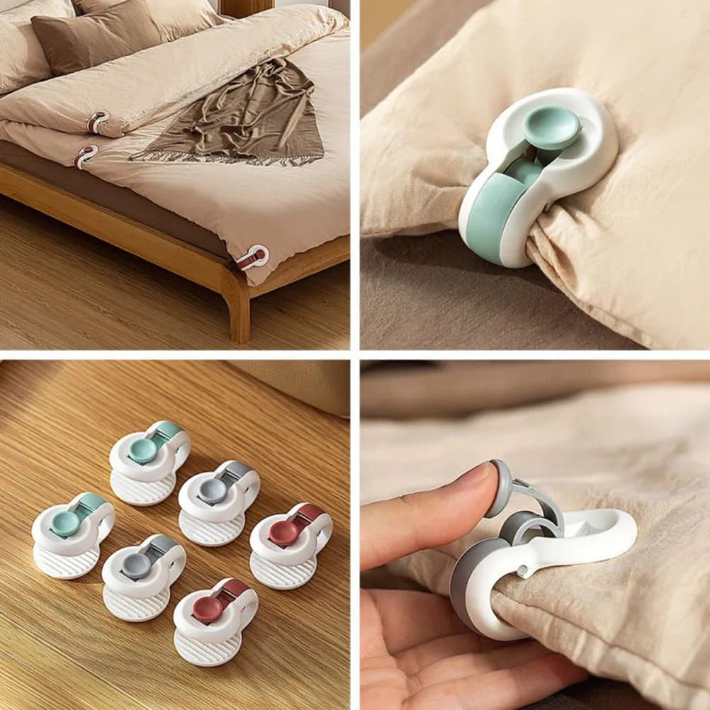 Set of 6 Floor Clips for Sheets, Clips for Fixing Feathers and Other Types of Bed Linen