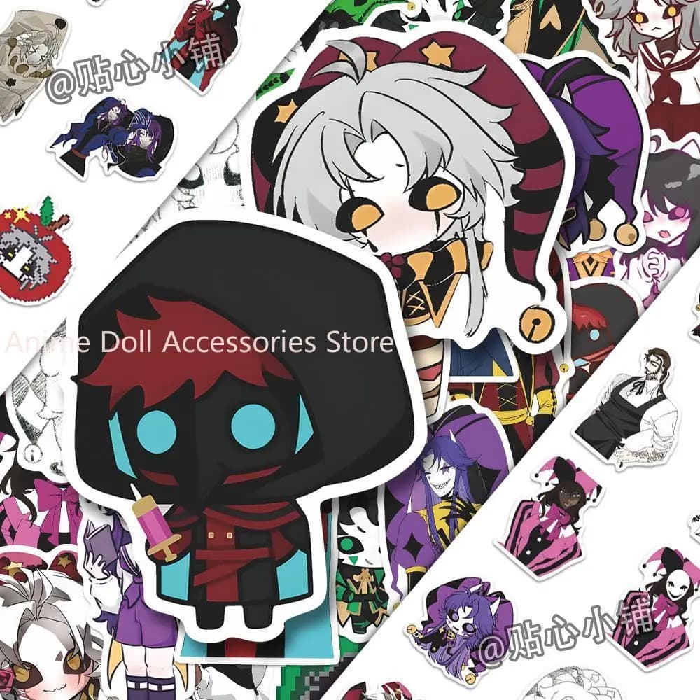 Set of 73 Wall decals Anime The Freak Circus Pierrot, Decalcomanie Cartoon Graffiti for Helmet, Skateboard, Laptop, Moto, Decorations
