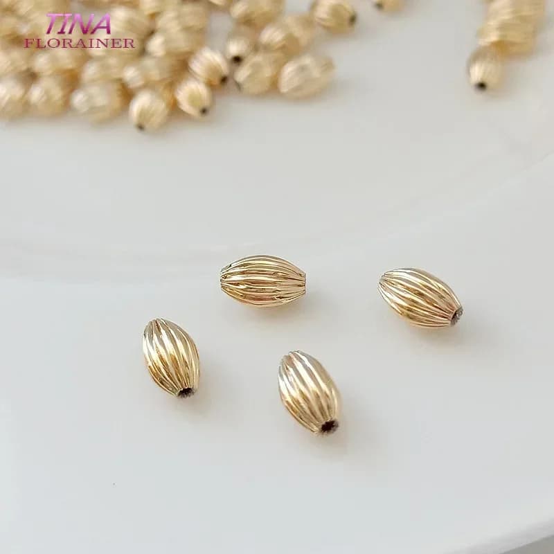 20PCS 5*8MM 14K Gold Color Plated Brass Oval Shape Bracelets Beads Spacer Beads High Quality Diy Jewelry Accessories