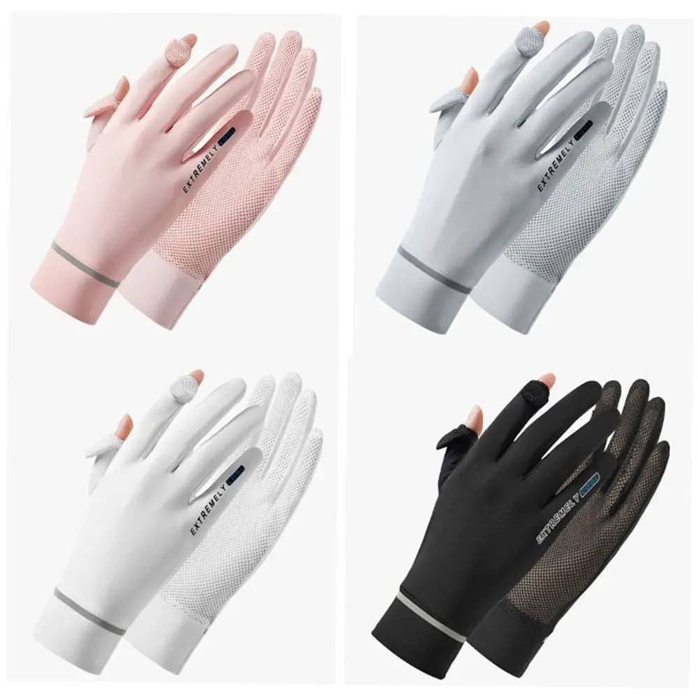 Women's Ice Silk Gloves with Solar Protection, Summer Gloves with Solar Protection, Cycling and Driving Gloves, Thin Gloves with UV Protection