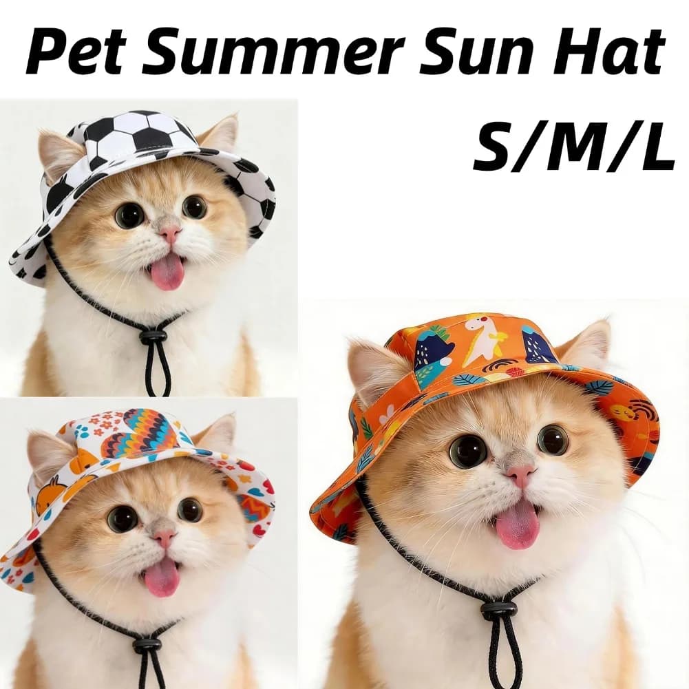 Cappello creativo per animali domestici con fori per le orecchie, regolabile, carino, estivo, per gatti e cani, cappello da esterno, accessori per animali domestici