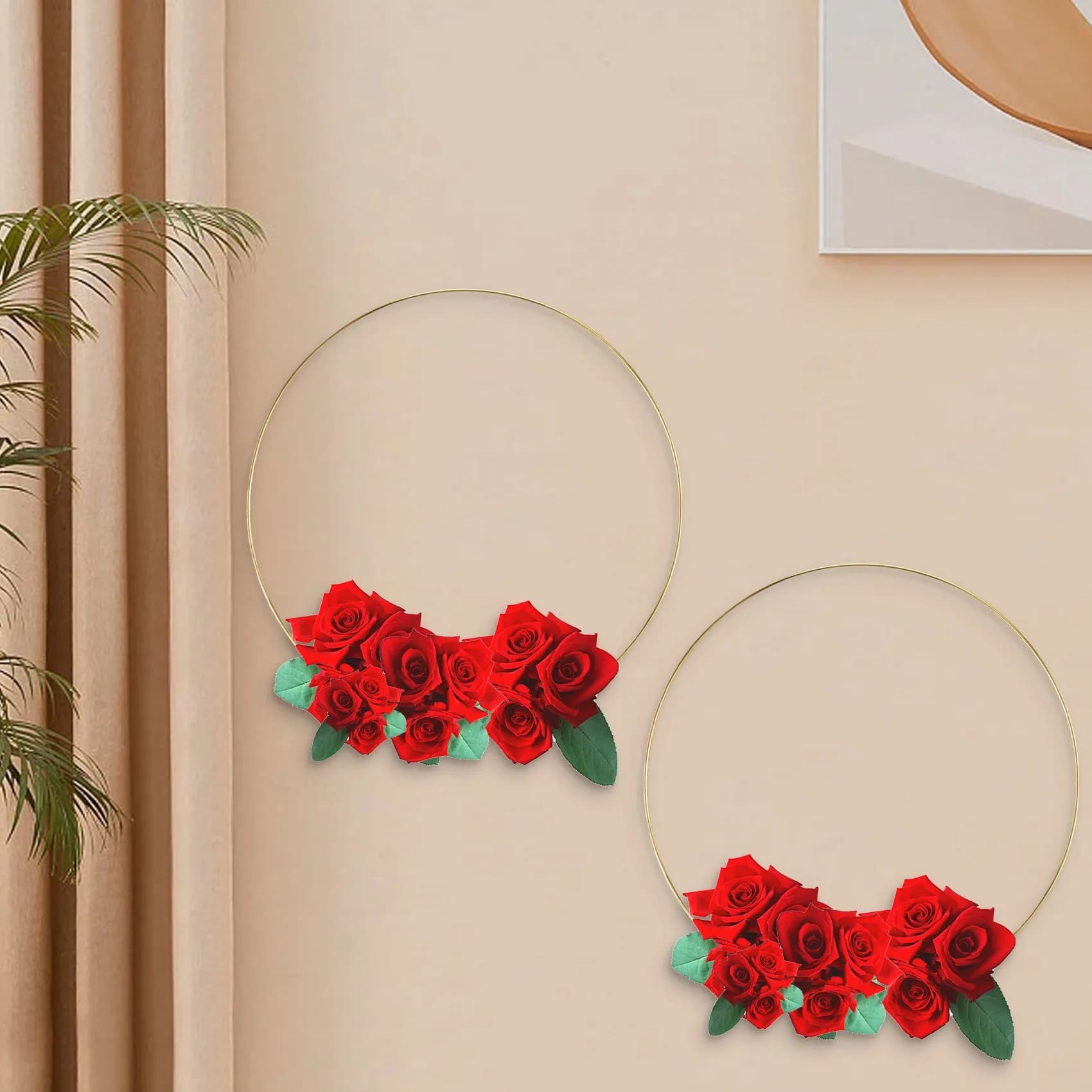 ABJY-5 Pack 14 Inch Large Metal Floral Hoop Wreath Macrame Gold Hoop Rings For DIY Wreath Decor, Dream Catcher And Macrame Wall