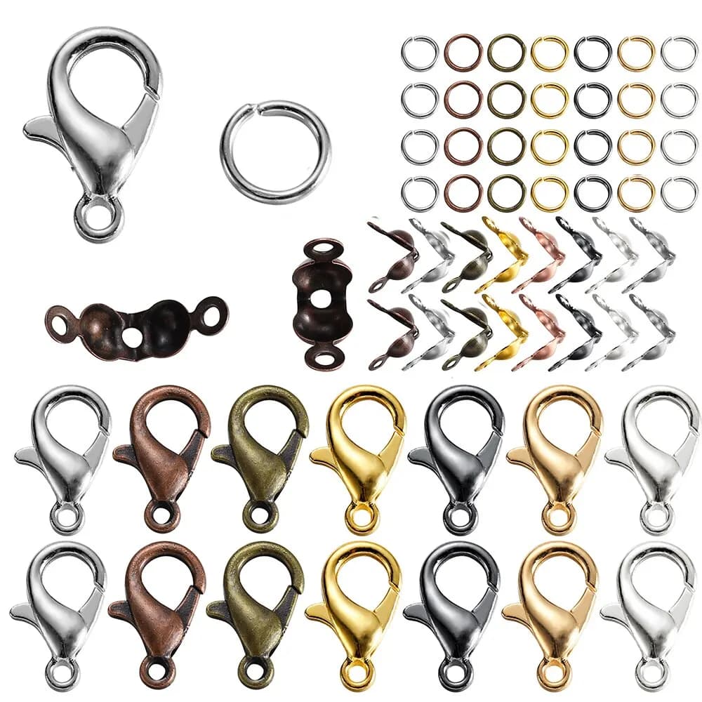 450 pz/lotto lega chiusura a moschettone anelli di salto connettore chiusura a crimpare estremità per bracciale collana catene gioielli fai da te che fanno forniture