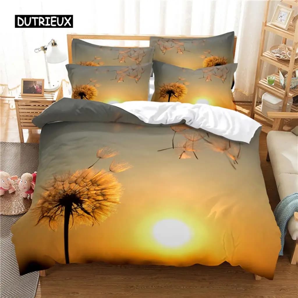 Bellissimo Set di Biancheria da Letto con Motivi Floreali, Copripiumino 3D, Set di Lenzuola con Stampa Digitale, Misura Queen, Design alla Moda