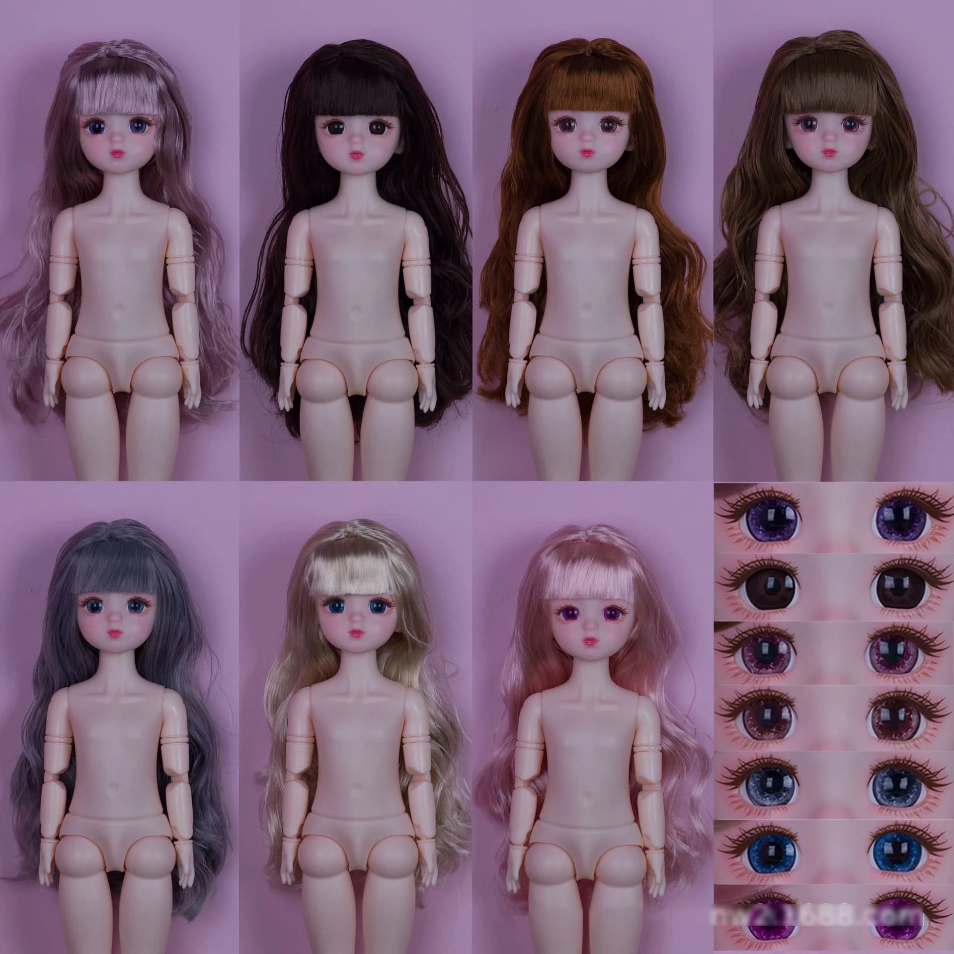 1/6 Babi Princess Doll Straight Bang Cute Round Face 3D Realistic Eye Joint Moveable 30cm BJD Doll Head+Body DIY Dress Up Toy