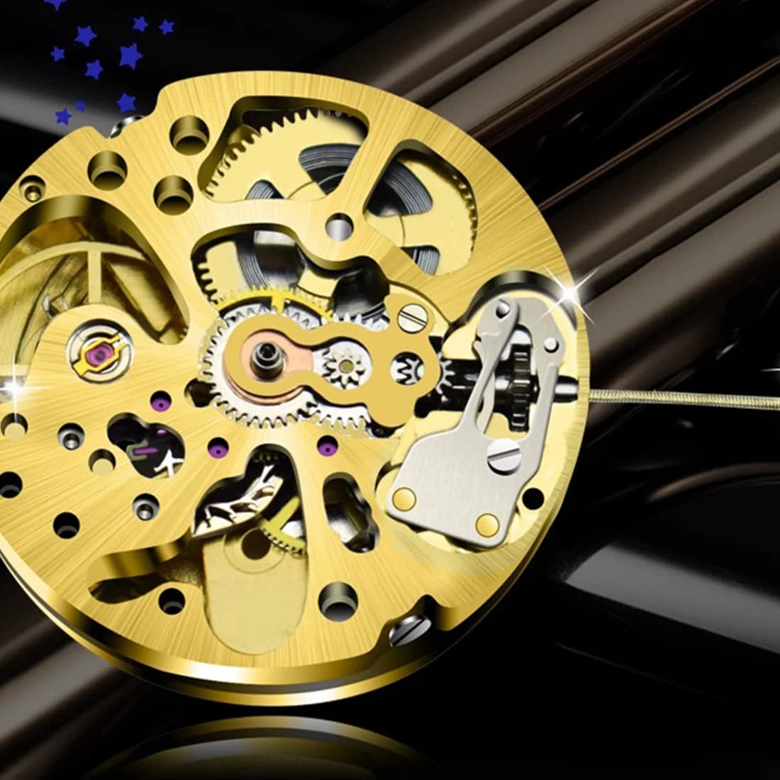 Limited Stock-FF Gold Skeleton 2004 Movement Ordinary Pendulum Adjustment Radiation Pattern Fully Automatic Watch Movement