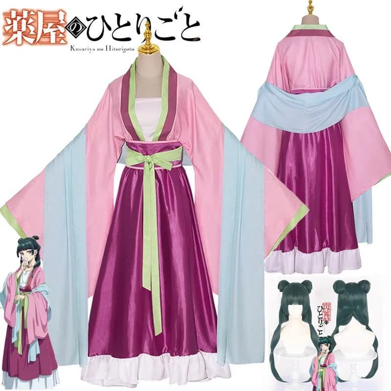 Parrucca per costume cosplay Maomao Anime The Apothecary Mao Mao Abito rosa taglie forti Festa di Halloween per donna