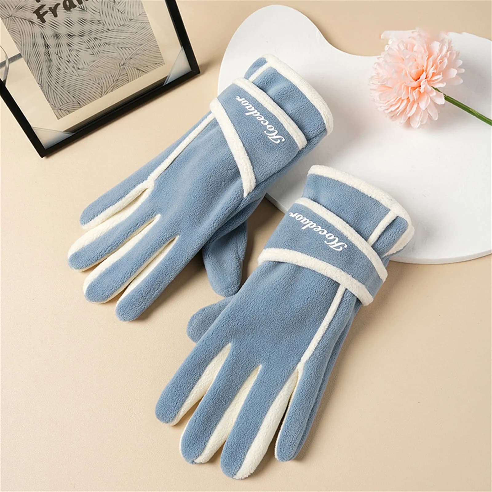 Winter Cycling Gloves Touchscreen Windproof Fleece Lined Outdoor Hiking Gear for Women Motorcycle Biking Trekking Warm