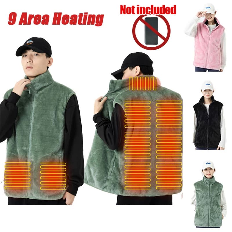 Gilet riscaldato Area di riscaldamento intelligente Gilet Uomo Donna Inverno 9 aree Gilet riscaldato Gilet termico riscaldante (Non incluso The Power Bank)