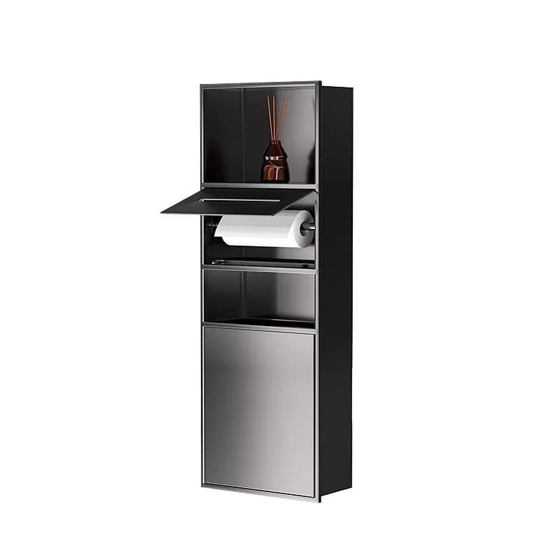 Bagno da incasso in acciaio inossidabile di nicchia 4-in-1 soggiorno bagno bagno WC divisorio pattumiera di nicchia integrata