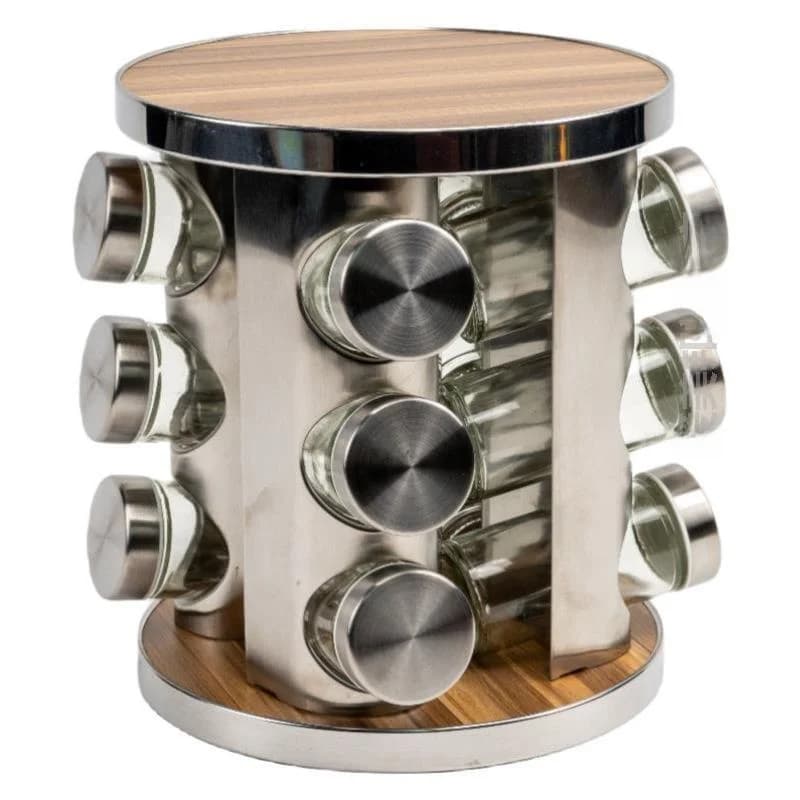Lussuoso Portaspezie Girevole, Organizzatore da Cucina, Set Combinato di Contenitori per Sale, Accessori da Cucina Esagonali in Acciaio Inossidabile