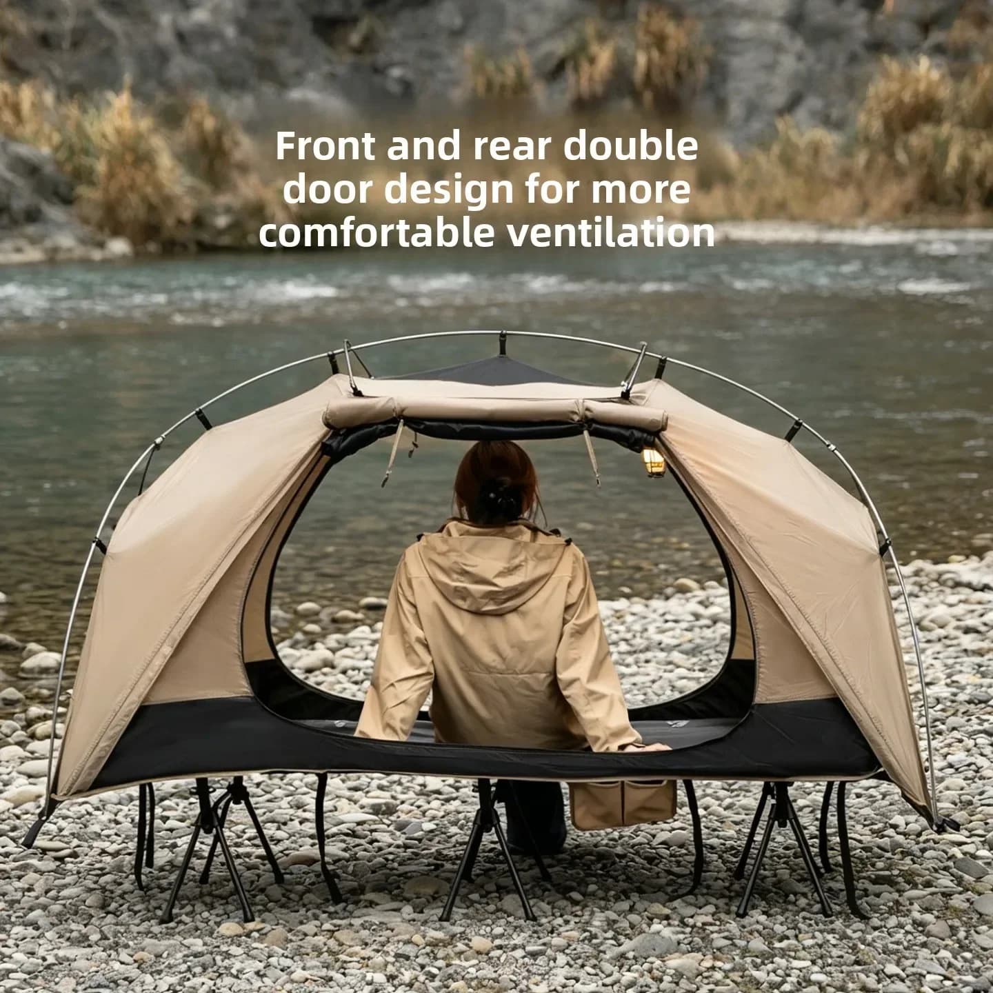 MOUNTAINHIKER Outdoor Camp Bed Tent Furniture Lightweight Waterproof Single Leisure Camping Tent Awning Canopy for Travel Picnic