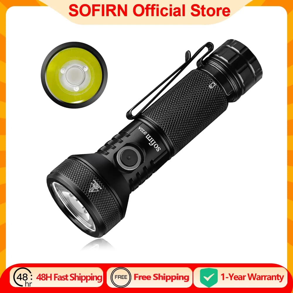 Sofirn IF22A 2100lm Torcia 21700 Luce potente SFT40 LED 629M Torcia di ricarica ricaricabile USB C a lungo raggio