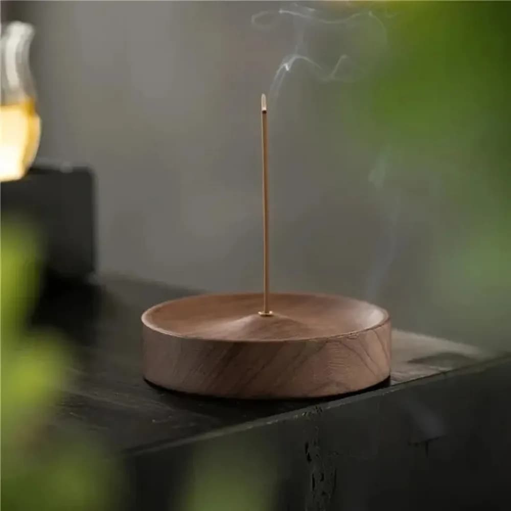 Solid Wood Incense Holder, Handmade for Meditation & Home Decor. Natural Grain, No Power Needed - Spiritual Holiday Gift