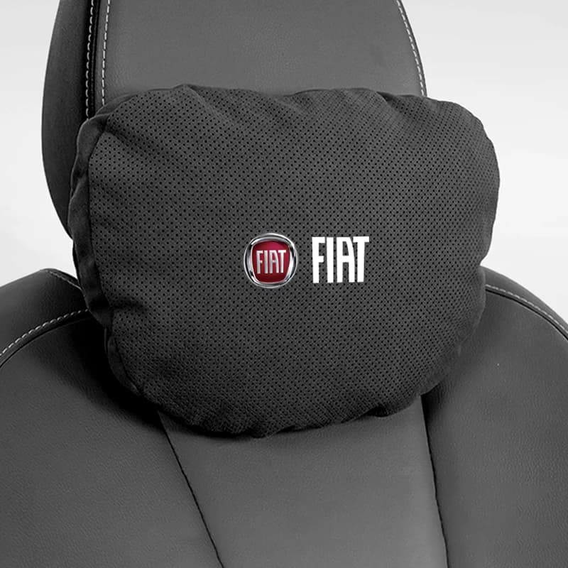Cuscino poggiatesta in camoscio per auto, in cotone, per Fiat 500 Punto Panda Doblo Stilo Bravo Argo, cuscino lombare per interni auto, portachiavi
