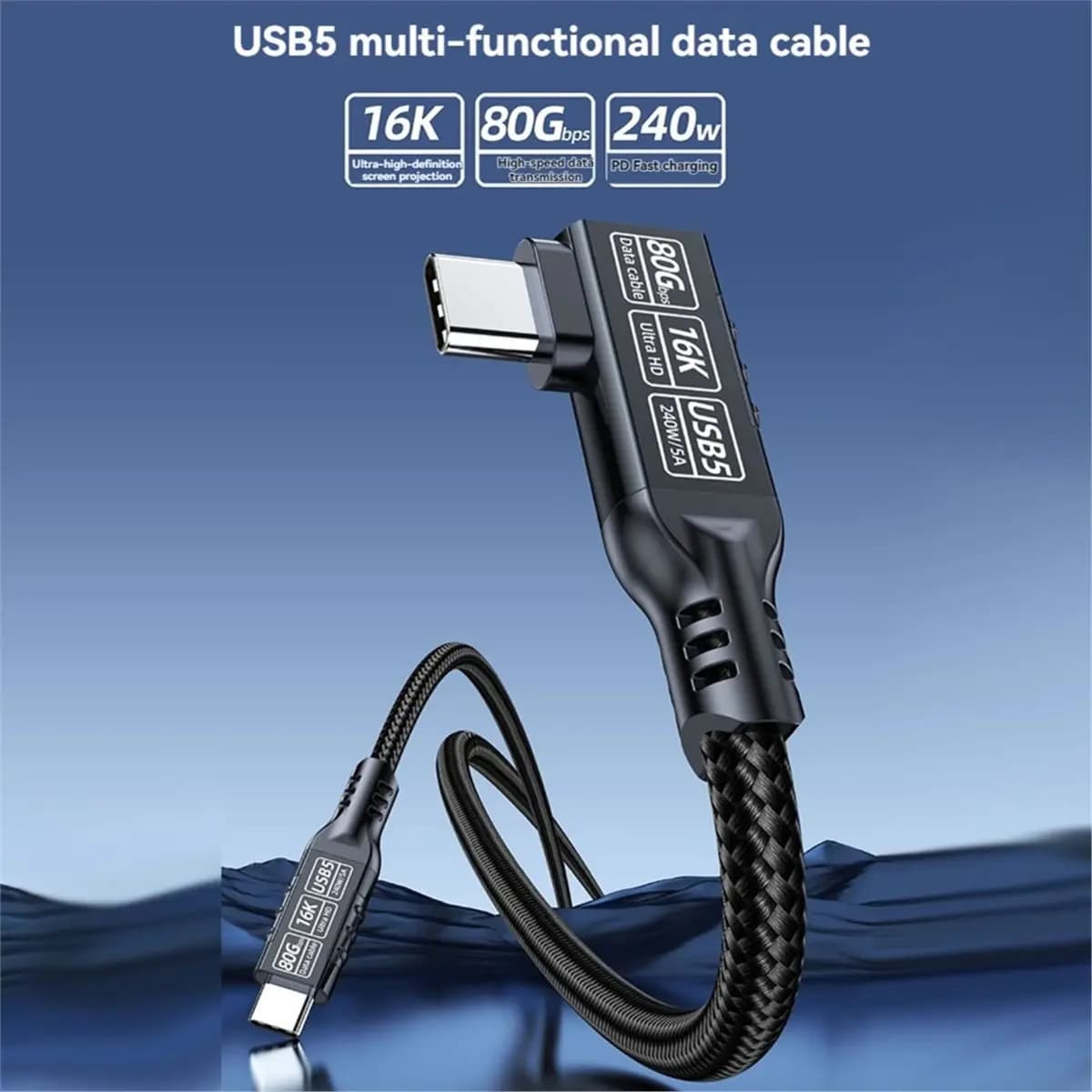 update. Thunderbolt 5 90 Degree Type C to USB C Cable USB5 80Gbps 16K PD 240W Fast Charging Data Cable for Mobile Phone 6.56ft A