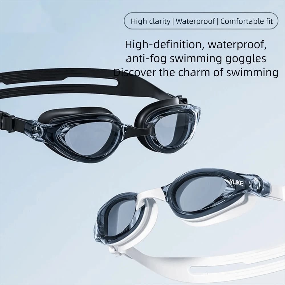 Silicone Swimming Goggles High-definition Adjustable Swim Eyewear Glasses UV Protection Anti-fog Flat Transparent Goggles