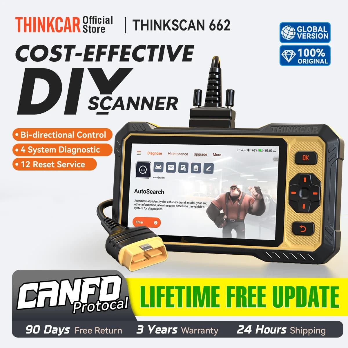 THINKCAR ThinkScan 662 Strumento Diagnostico Bidirezionale CANFD Scanner OBD2 per Auto Lettore di Codici Automotivo con 12 Funzioni di Reset e Aggiornamenti Gratuiti a Vita