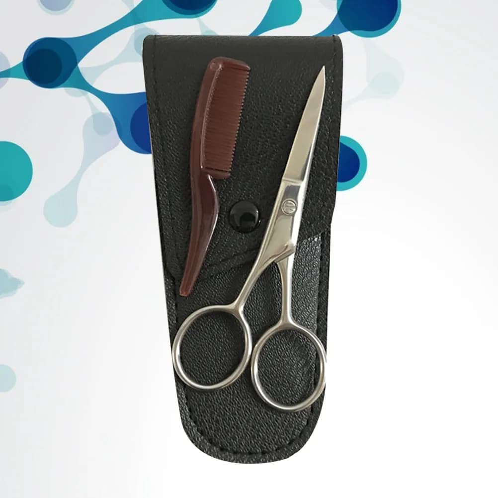 Set di Forbici per Barba e Trimmer per Sopracciglia in Acciaio Inossidabile Resistente per Uomo, Kit per Salone, Barbiere e Cura Personale