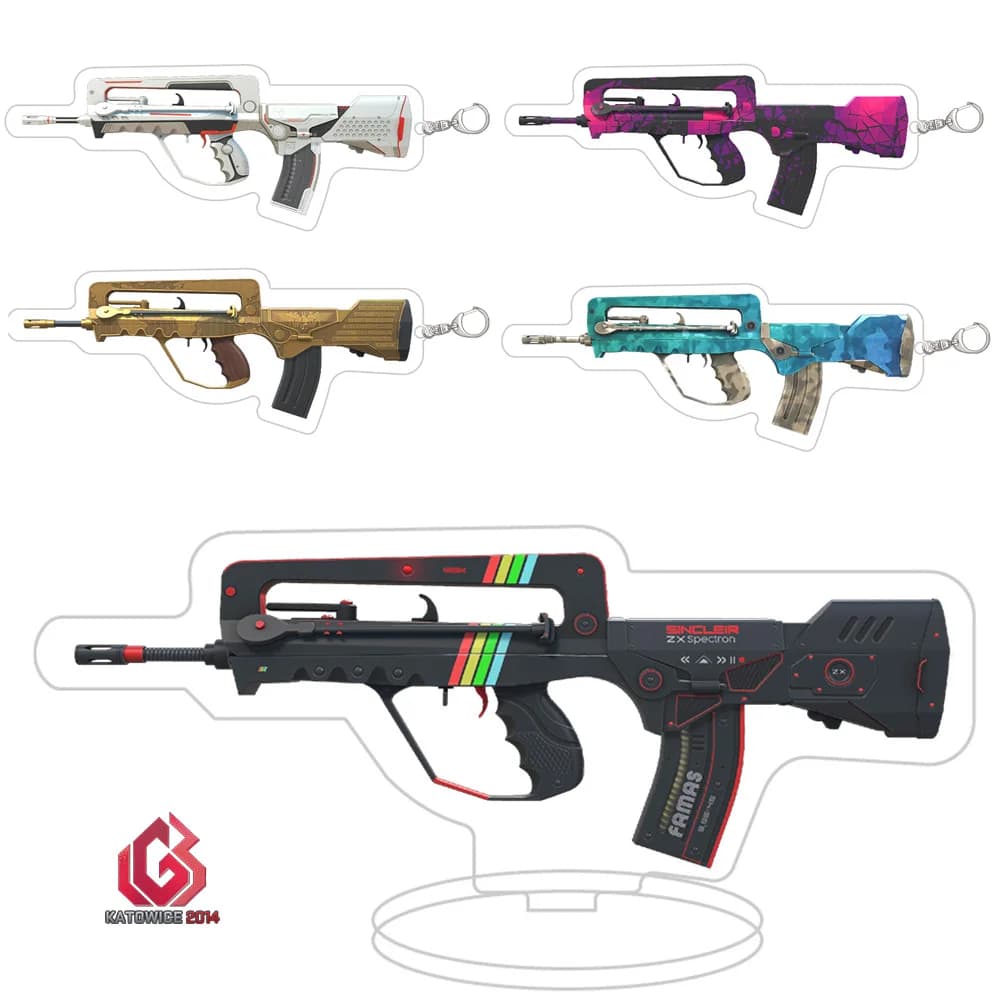 latest version Game items CS GO CS2 Famas rifle High quality acrylic key chain key ring backpack charm Tabletop decor