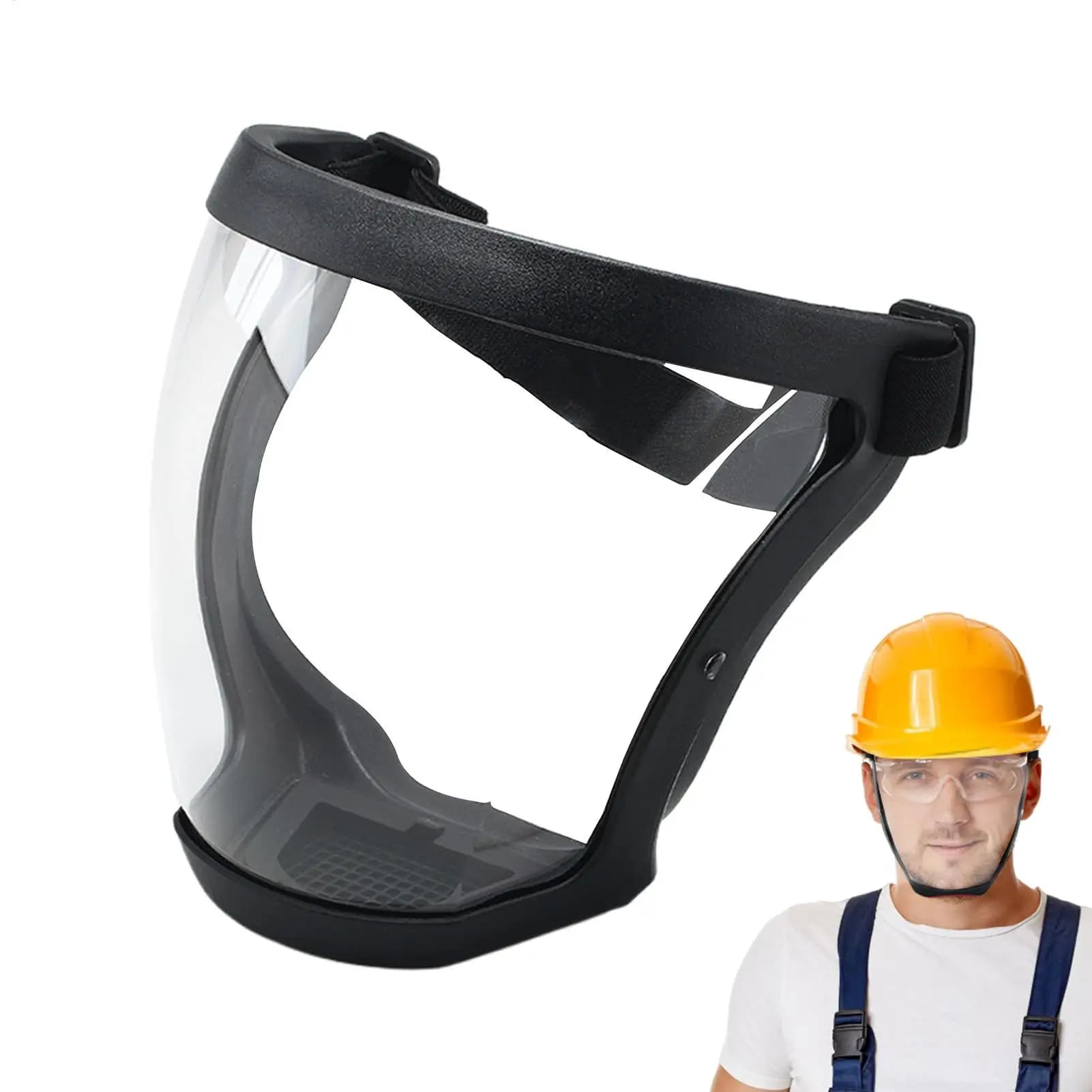 Maschera Protettiva Trasparente Integrale Riutilizzabile Antiappannamento con Fascia Regolabile