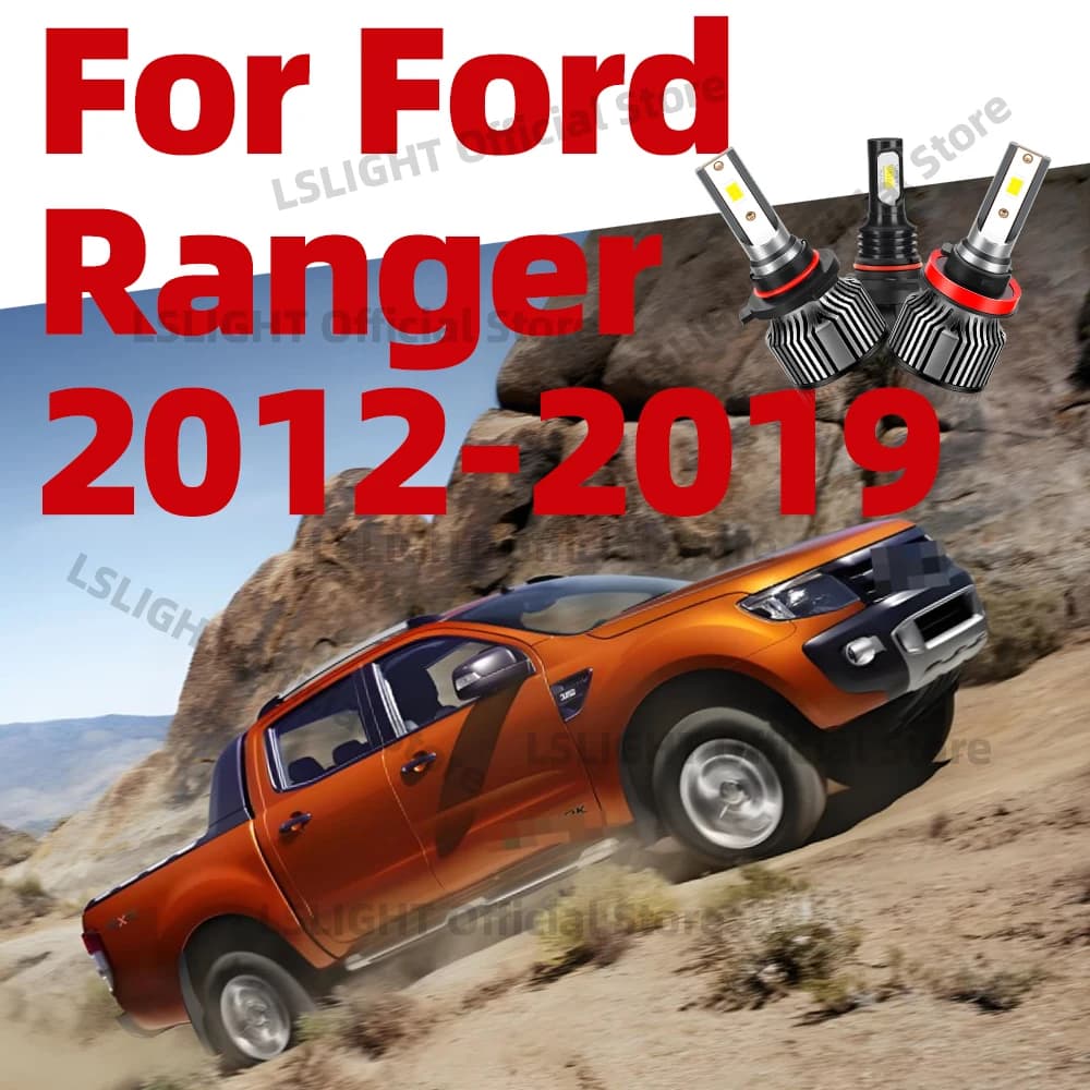 2/6x For Ford Ranger 2012-2019 (without DRL) High Low Beam 20000LM 120W Car Turbo Headlights 6000K 12V Fog Lamp Bulbs