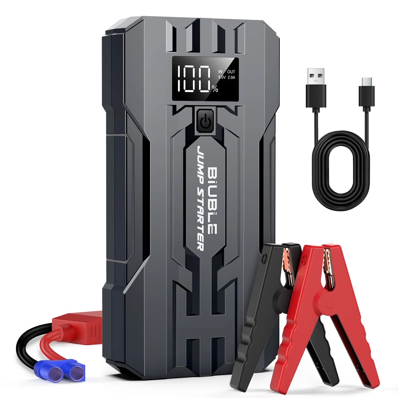 BIUBLE Avviatore di emergenza per auto 3000A Picco 25000mAh 12V Caricabatteria automatico Booster Jumper Box con display