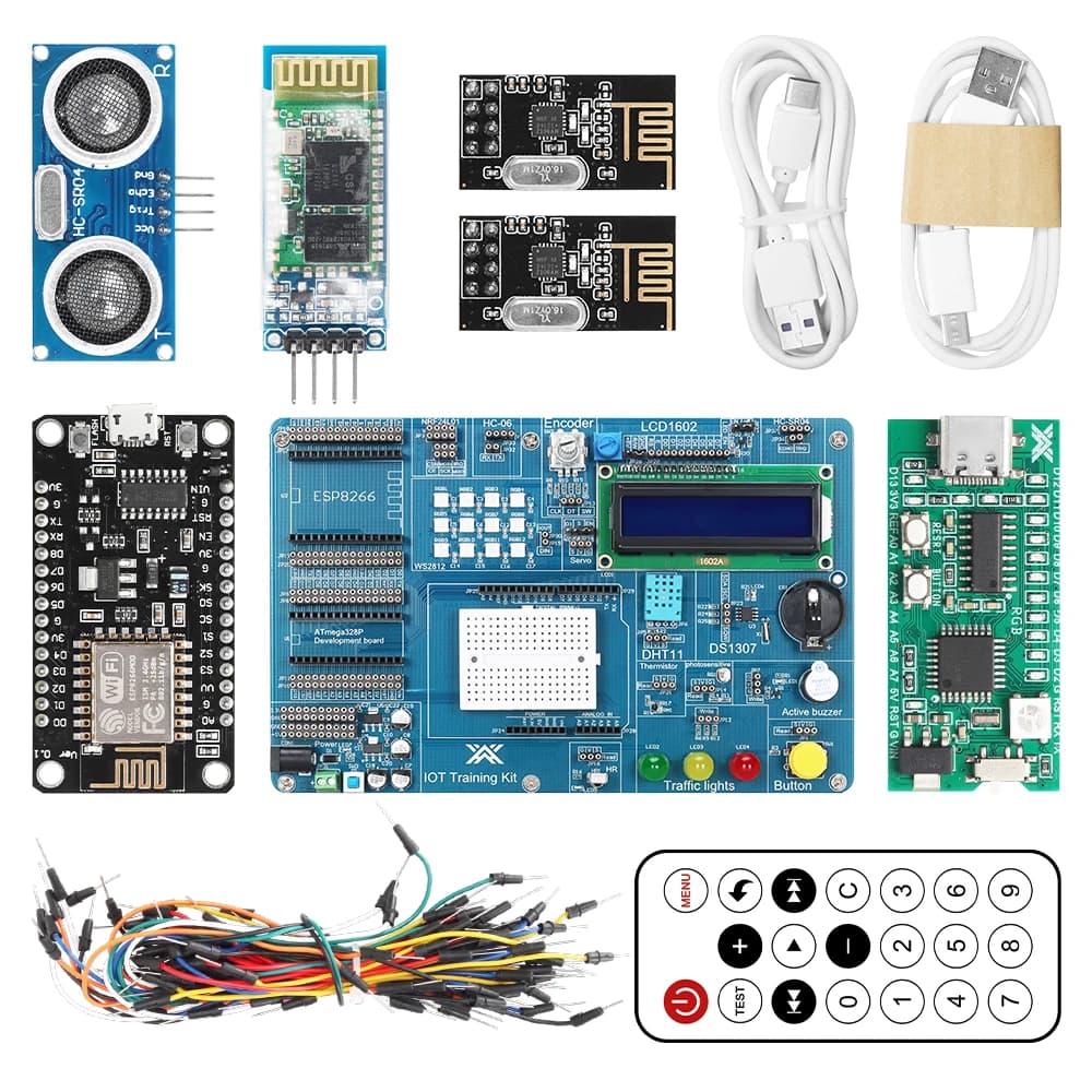 Tkojabuny control board base for project Arduino ESP8266, RGB 328P, LCD1602, HC-06, DHT11, encoder, NRF24L01, electronic kit