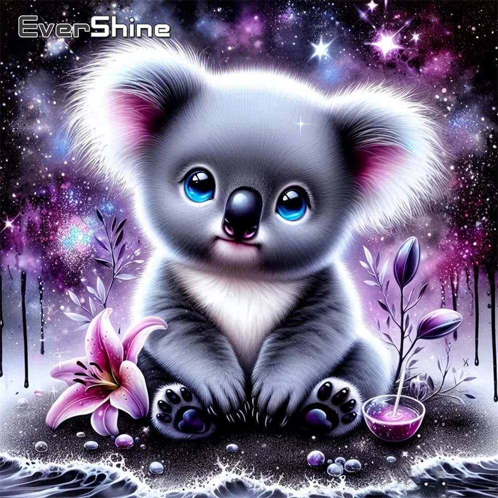Evershine Printed Cross Stitch Kit Koala Fabric Canvas Embroidery Animal 5D DIY Art Picture Needlework Stars Handmade Gift