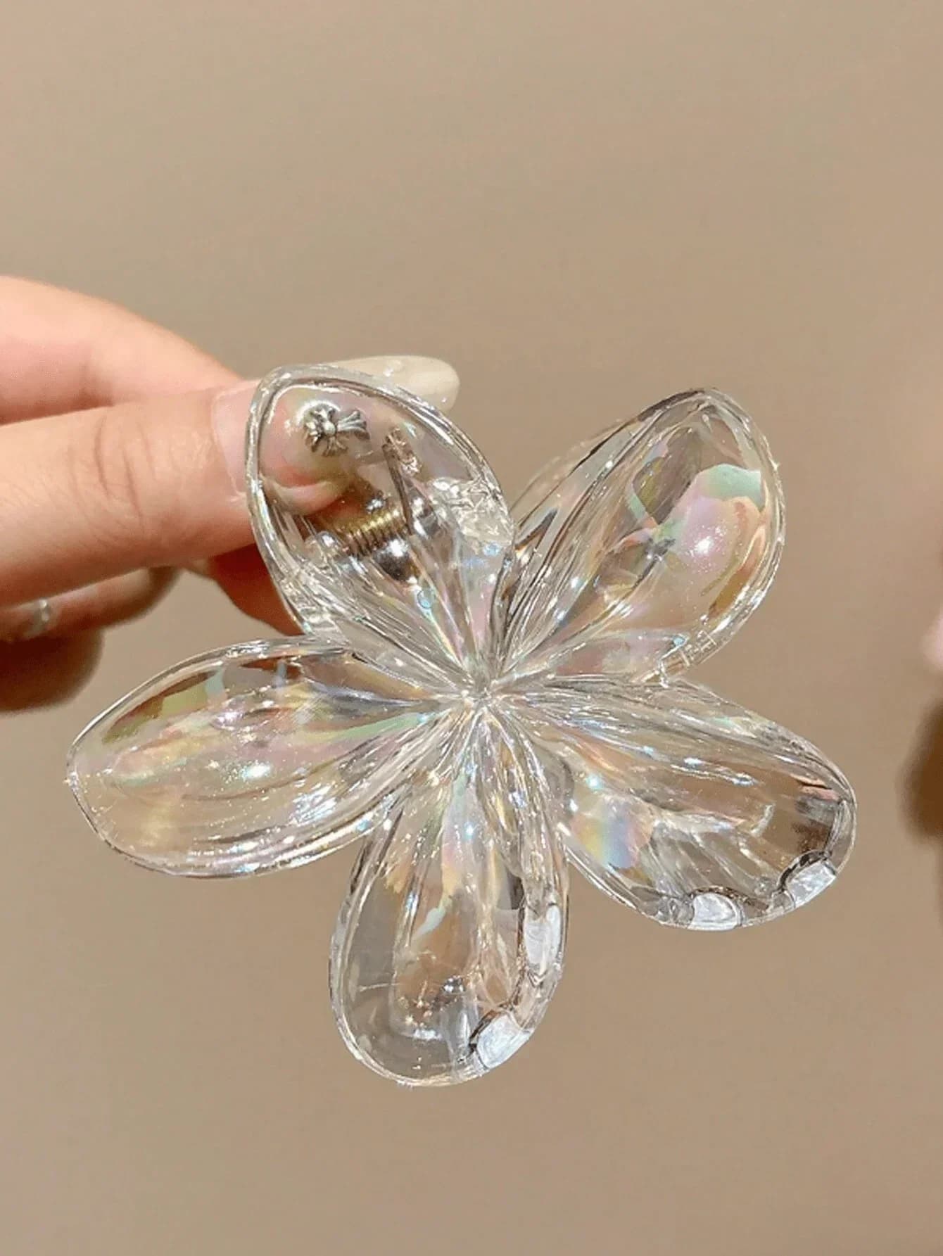 2 fermagli per capelli a forma di fiore in acrilico iridescente per donna