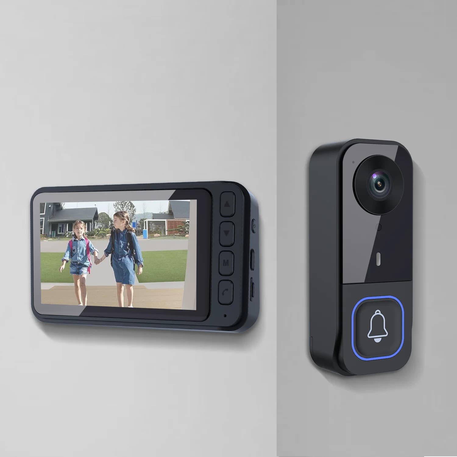Wireless Doorbell Camera with Monitor Smart Video Doorbell Audio Infrared Night Vision No WiFi Connection No APP Required
