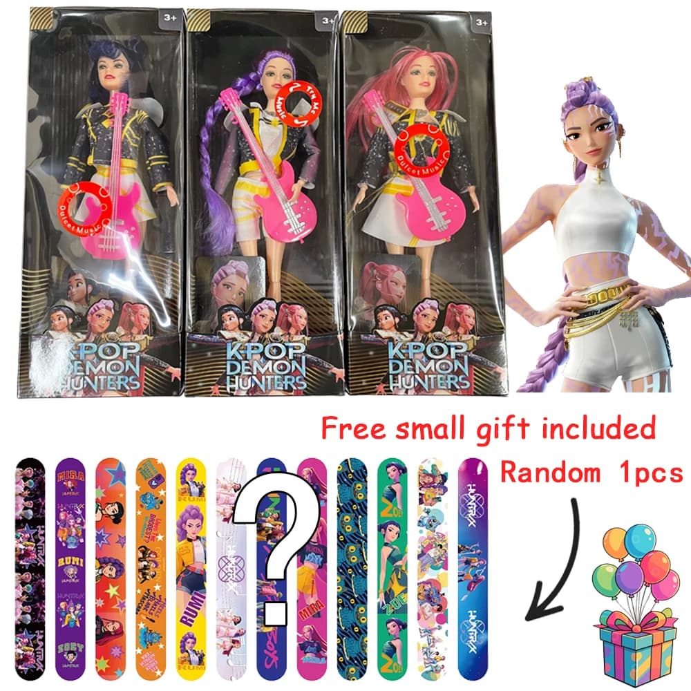 Set di Action Figure Kpop Demon Hunters HOT: Derpy Tiger, Rumi, Mira, Zoey, Sussy con Luci Colorate e Canzone Tematica - Regali da Collezione per i Fan
