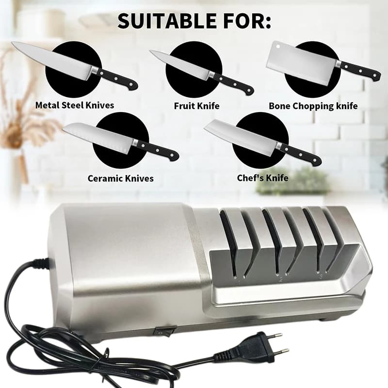 HIAMEA- H1200 3-stage electric sharpeners Sharpeners with abrasive edge for kitchen knives with sharpening and polishing