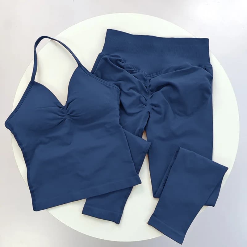 Set Yoga Fitness per Donne, Top Sportivo Sexy con Collo all'Americana ad Asciugatura Rapida, Leggings a Vita Alta Modellanti per Corsa e Allenamento