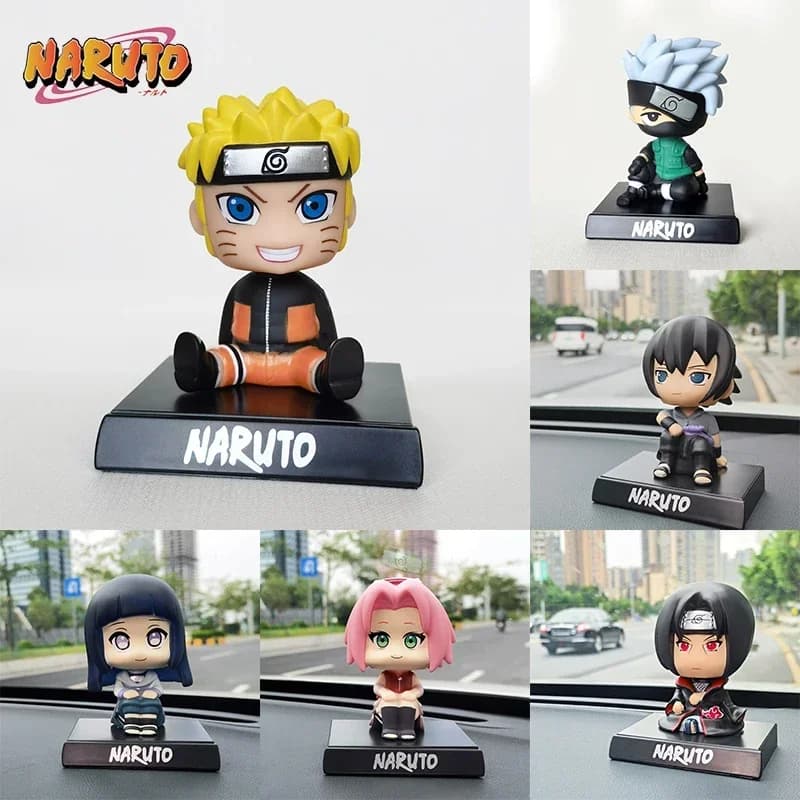 Naruto Anime Figura Uzumaki Naruto Kakashi Shake Bobble Head Staffa di supporto per telefono Uchiha Sasuke Itachi Decorazione auto Modello giocattolo regalo