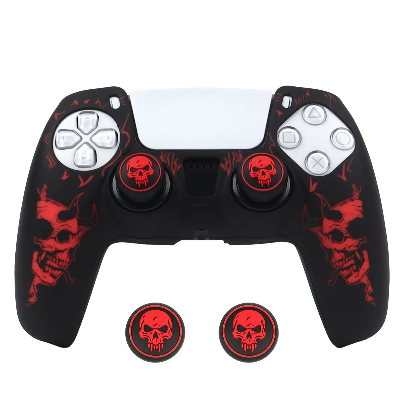 Cover in silicone con 2 impugnature per il pollice per controller PS5 Custodia morbida in pelle antiscivolo antiurto antipolvere Accessori per PS5