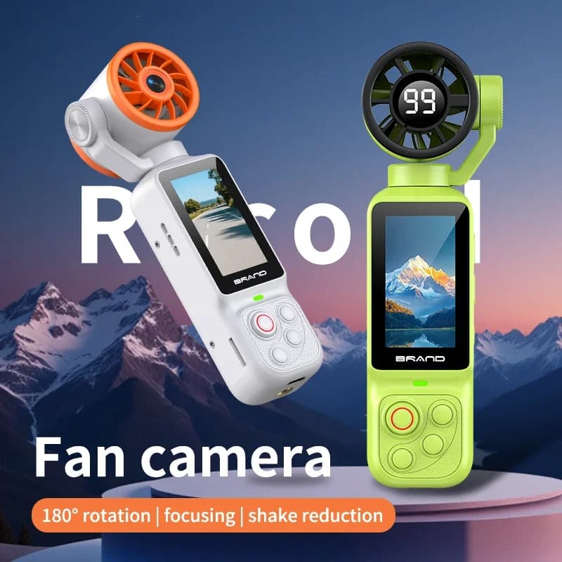 1080P Handheld Fan Gimbal Camera, 180° Rotatable HD Vlog Camera with Cooling Fan, 2000mAh Portable Action Cam