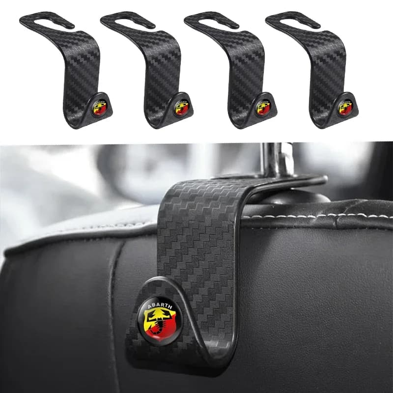 4Pack Ganci per Borse Auto Clip Sedile Anteriore Poggiatesta Organizzatore Per Abarth Stilo Ducato Palio 124 125 Competizione Auto Accessorio