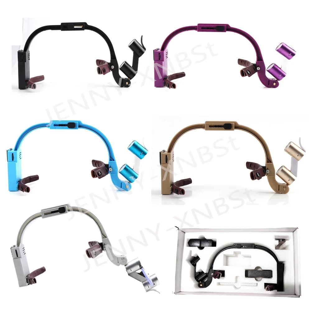 5W Doppia Lampada LED Faro Dentista Strumenti 5 Colori Orale Chirurgica Lght Lab Loupes Cartone Odontoiatria