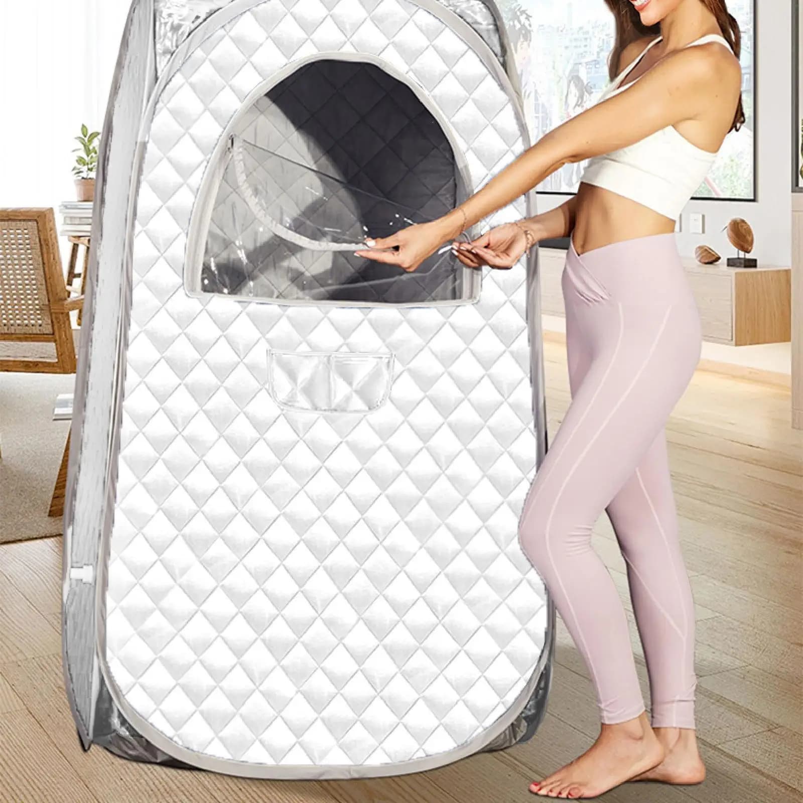 Sauna a vapore portatile con sedia pieghevole, scatola per sauna in tessuto Oxford, timer regolabile per dormitorio, spa domestico (spina americana)