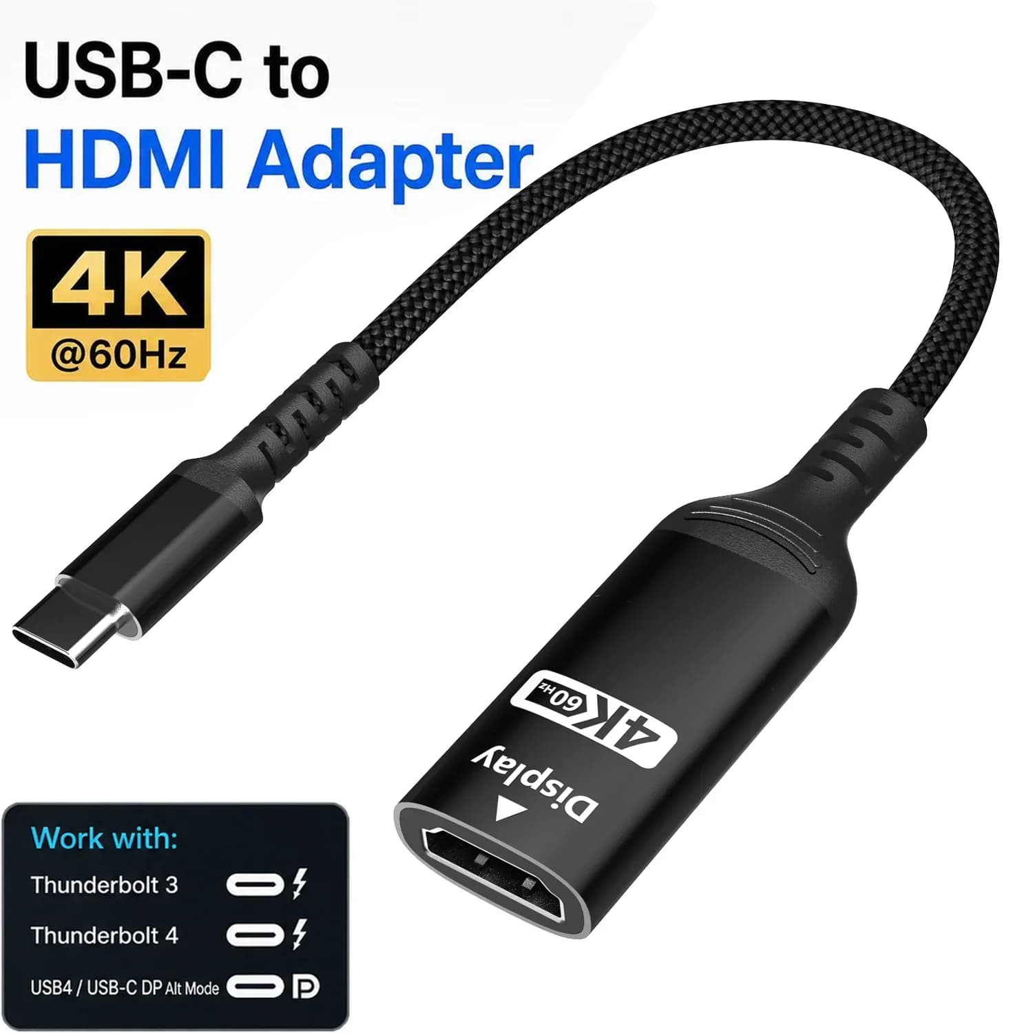 Adattatore USB-C a HDMI 4K Ultra HD 60Hz, Convertitore da Type-C a HDTV Femmina per MacBook Pro, iPad Pro, Galaxy S24