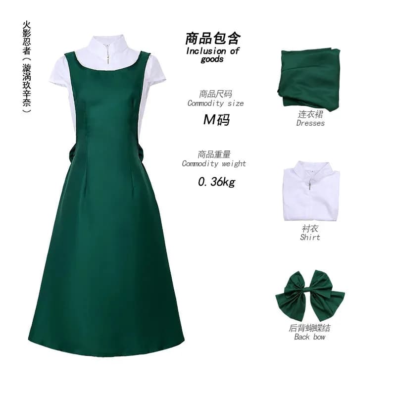 Anime Uzumaki Kushina Cosplay Camicia lunga verde uniforme Costume sexy di Halloween per Womana;2,c'4,h.