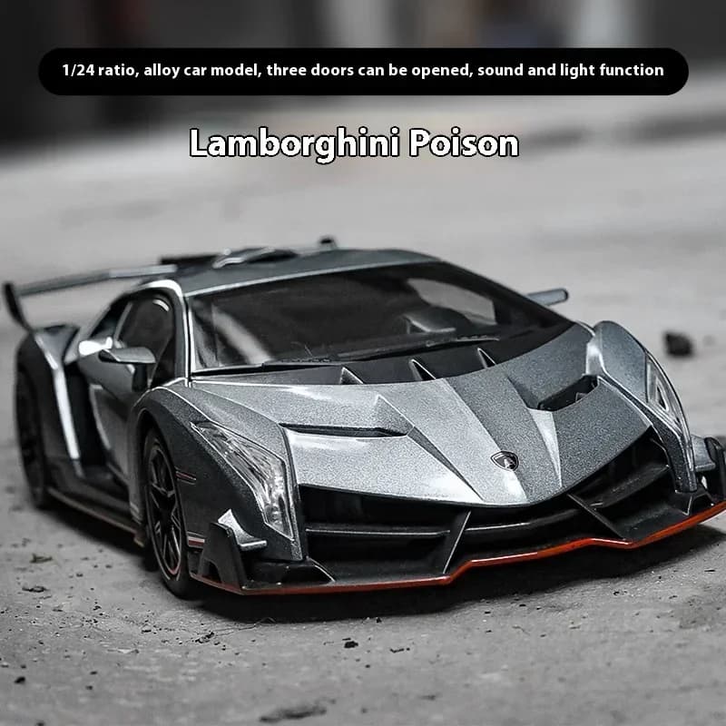 1:24 Lamborghini Poison Veneno Car Alloy Car Diecast Metal Model Sound Light Pull Back Toy raccogliere confezione regalo ornamenti giocattoli per bambini