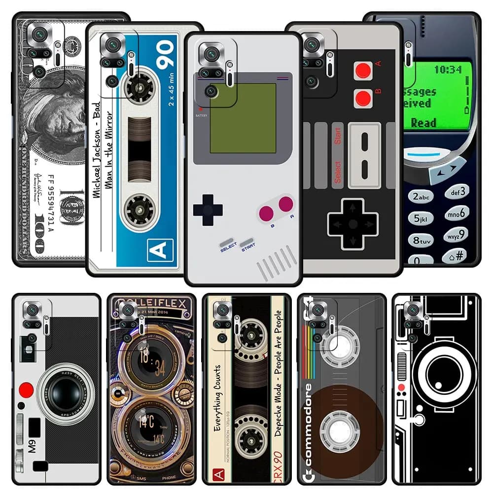 Gameboy phone case with vintage tape for Xiaomi Redmi Note 12 11 10 9 Pro 5G 9s 7 8T 8A 9A 9T K40 Gaming Cover Coque