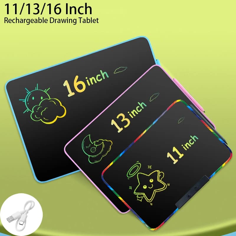 11/13/16 pollici Ricarica LCD Tavoletta da disegno Scrittura a mano Lavagna Doodle Lavagna magica Pittura Apprendimento e istruzione Regali