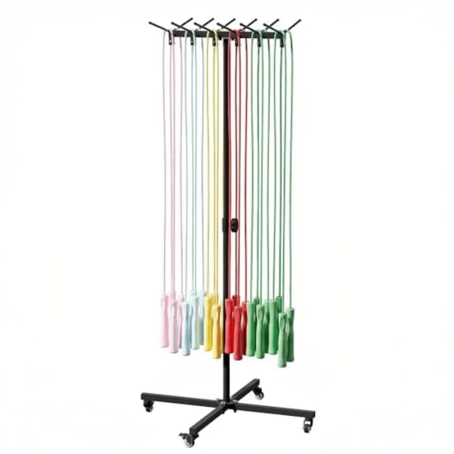 Jumping Track with Wheels, Jumping Cork Metal Holder, Adjustable Height, Sports Equipment for Gyms and Schools, Rack Fitness Portable