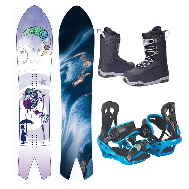 Snowboard e sci personalizzati Step on Binding Powder Set di tavole da neve con coda di rondine Snowboard
