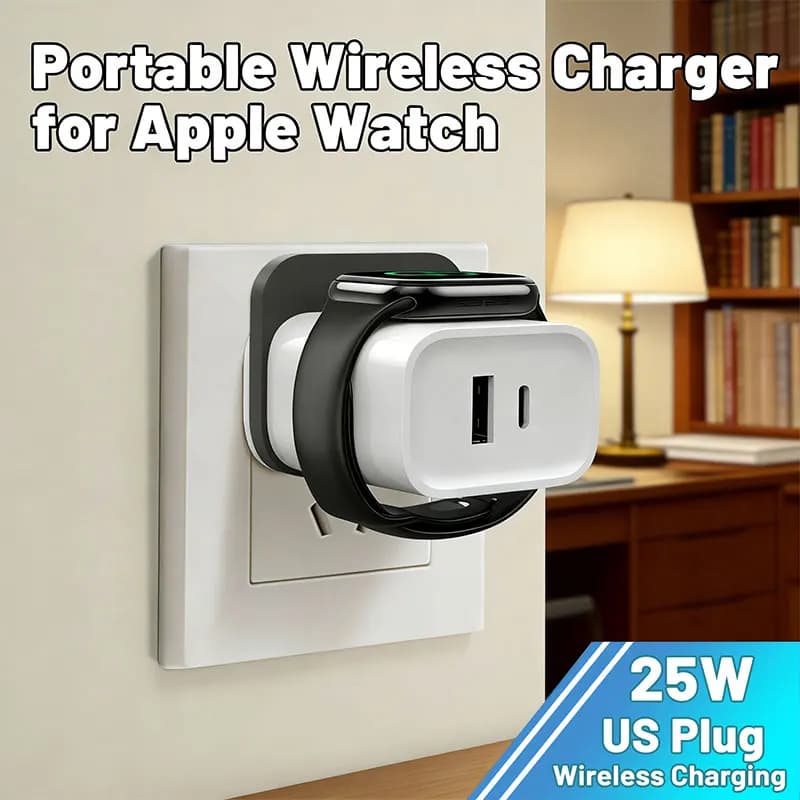 Caricatore da parete portatile 3 in 1 da 25W USB C PD con ricarica rapida per Apple Watch, iPhone e iPad